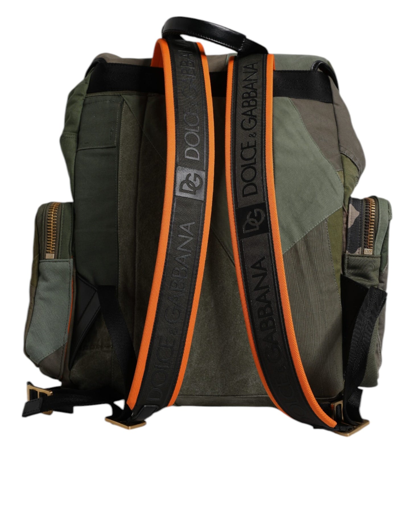 Mochila de viaje de patchwork en verde militar Dolce & Gabbana