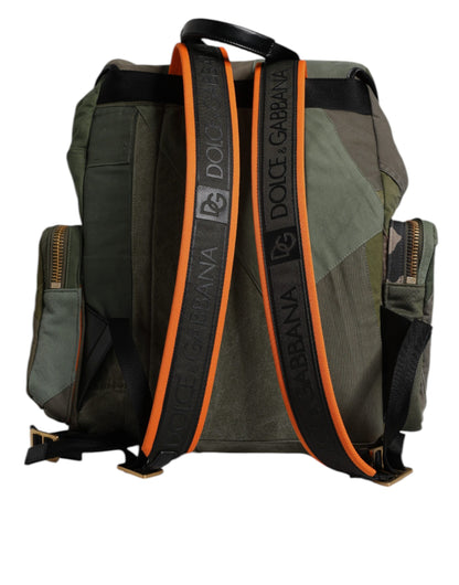 Mochila de viaje de patchwork en verde militar Dolce & Gabbana