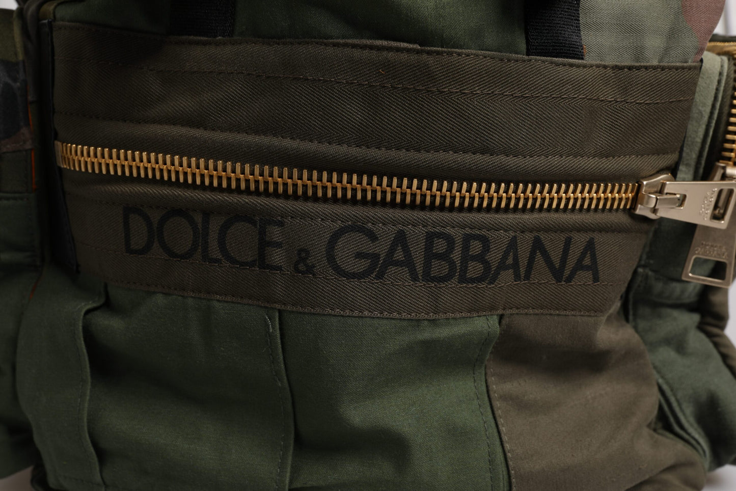 Mochila de viaje de patchwork en verde militar Dolce & Gabbana