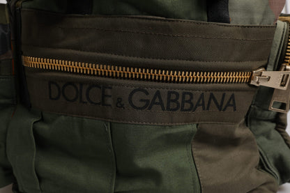 Mochila de viaje de patchwork en verde militar Dolce & Gabbana