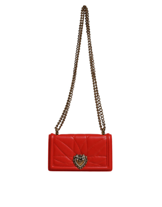Bolso de hombro/para teléfono Dolce & Gabbana Devotion acolchado rojo con cadena
