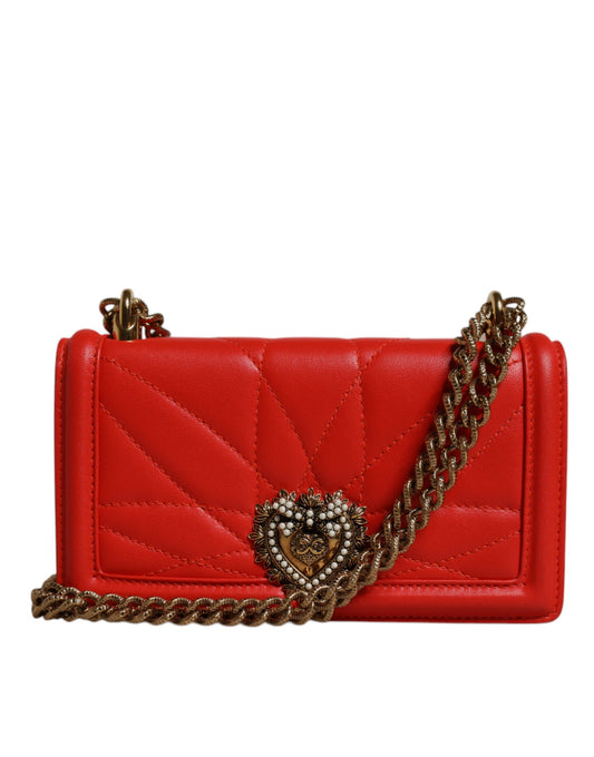 Bolso de hombro/para teléfono Dolce & Gabbana Devotion acolchado rojo con cadena