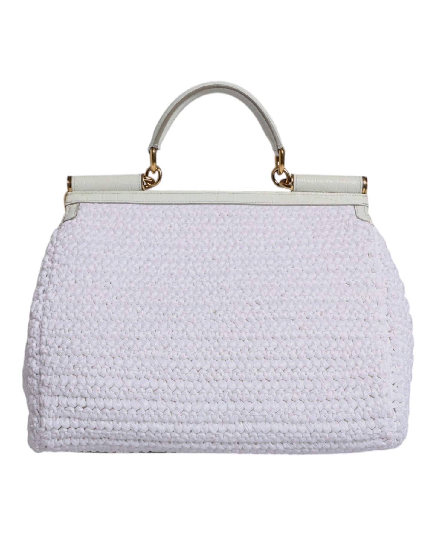 Bolso Bandolera Dolce & Gabbana Blanco de Rafia y Cuero con Asa Superior