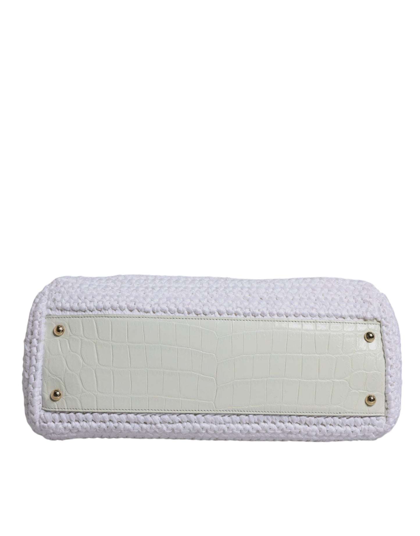 Bolso Bandolera Dolce & Gabbana Blanco de Rafia y Cuero con Asa Superior