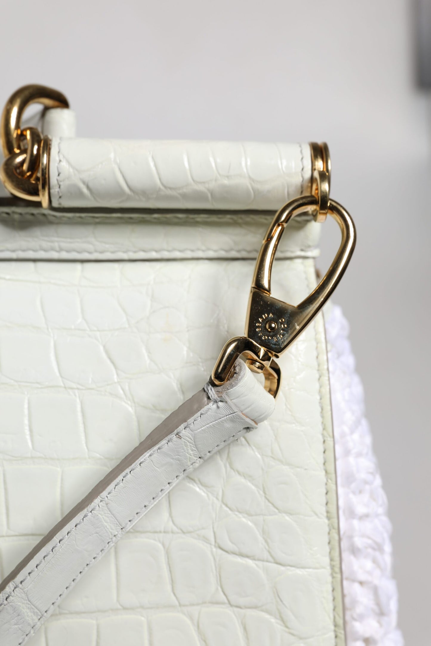 Bolso Bandolera Dolce & Gabbana Blanco de Rafia y Cuero con Asa Superior