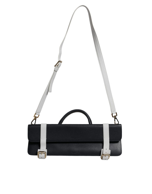 Bolso de Hombro Cruzado de Piel de Becerro Azul y Blanco Dolce & Gabbana