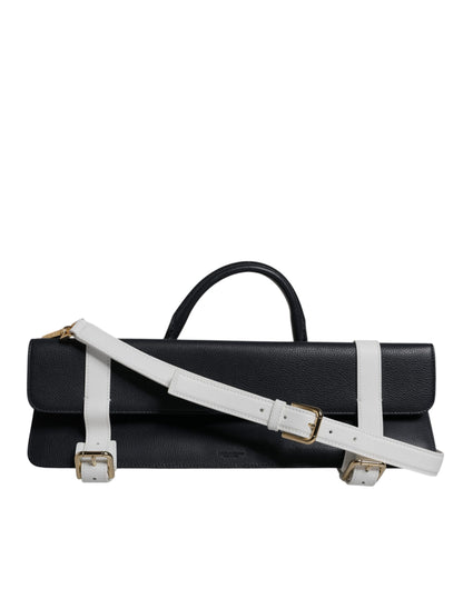 Bolso de Hombro Cruzado de Piel de Becerro Azul y Blanco Dolce & Gabbana