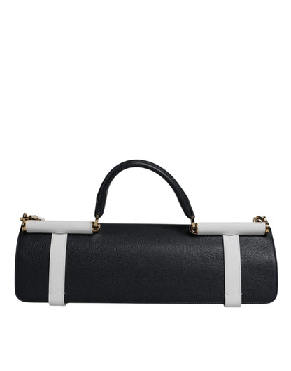 Bolso de Hombro Cruzado de Piel de Becerro Azul y Blanco Dolce & Gabbana