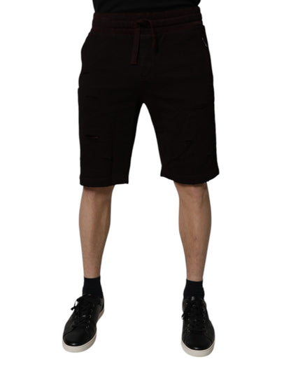 Dolce & Gabbana Pantalones cortos deportivos de algodón granate para hombre Bermudas