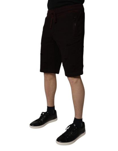 Dolce & Gabbana Pantalones cortos deportivos de algodón granate para hombre Bermudas
