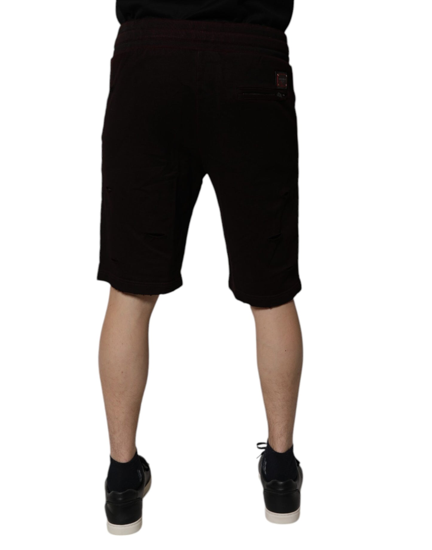 Dolce & Gabbana Pantalones cortos deportivos de algodón granate para hombre Bermudas