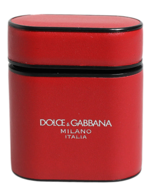 Funda para AirPods Dolce & Gabbana de piel de becerro roja con estampado del logotipo