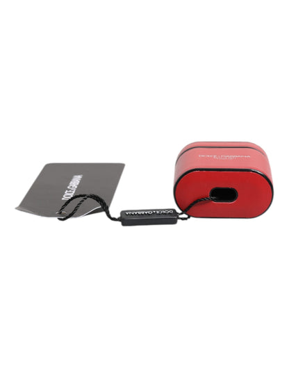 Funda para AirPods Dolce & Gabbana de piel de becerro roja con estampado del logotipo