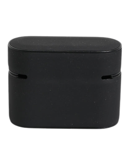 Funda para Airpods Dolce & Gabbana de silicona negra y naranja con logo en relieve