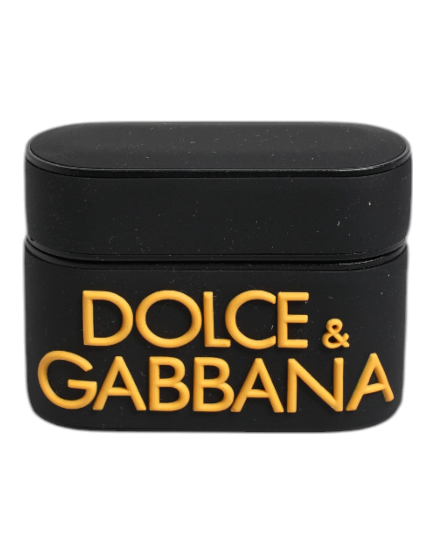 Funda Dolce & Gabbana Negra Amarilla de Silicona con Logotipo en Relieve para Airpods