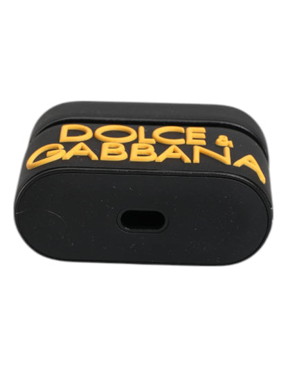 Funda Dolce & Gabbana Negra Amarilla de Silicona con Logotipo en Relieve para Airpods