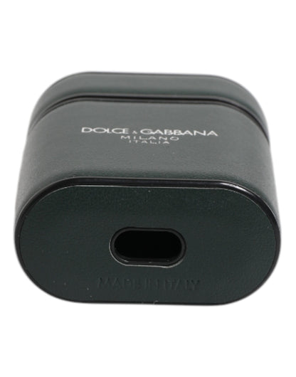 Funda para Airpods con tarjetero y logo de Dolce & Gabbana en piel de becerro verde