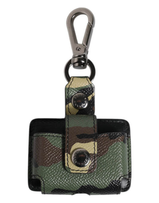 Estuche de piel con diseño de camuflaje multicolor para Airpods de Dolce & Gabbana