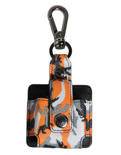 Estuche de piel con diseño de camuflaje multicolor para Airpods de Dolce & Gabbana