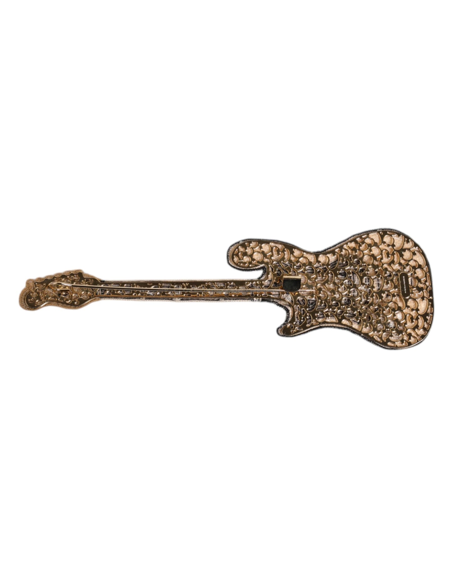Broche de alfiler de guitarra con logo de latón dorado y abalorios Dolce & Gabbana