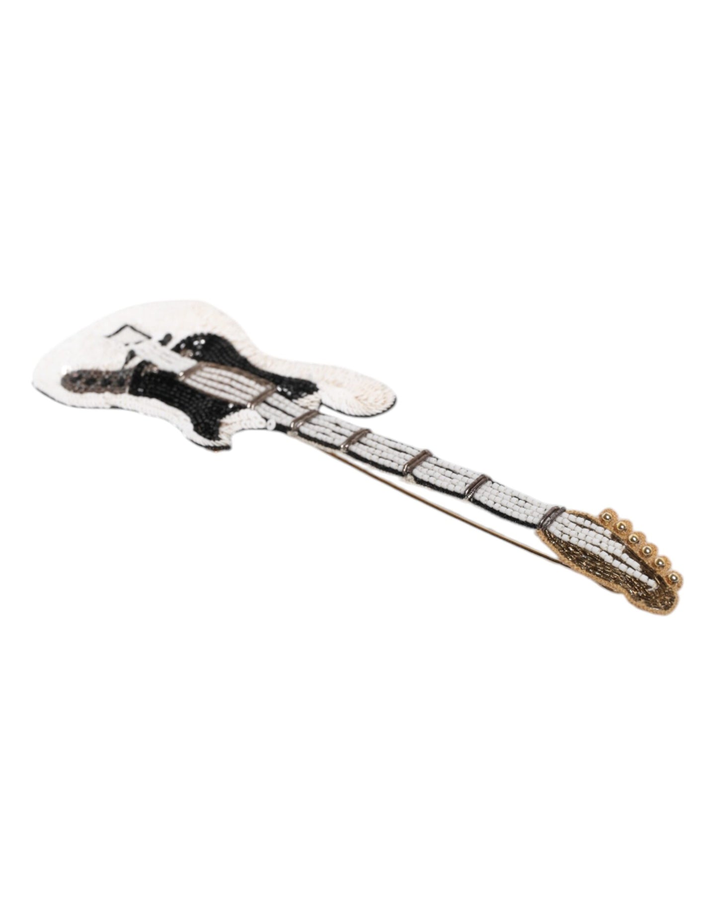 Broche de alfiler de guitarra con logo de latón dorado y abalorios Dolce & Gabbana