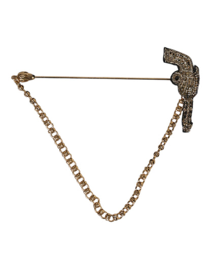 Broche de solapa de revólver Dolce & Gabbana de cobre, latón y oro negro