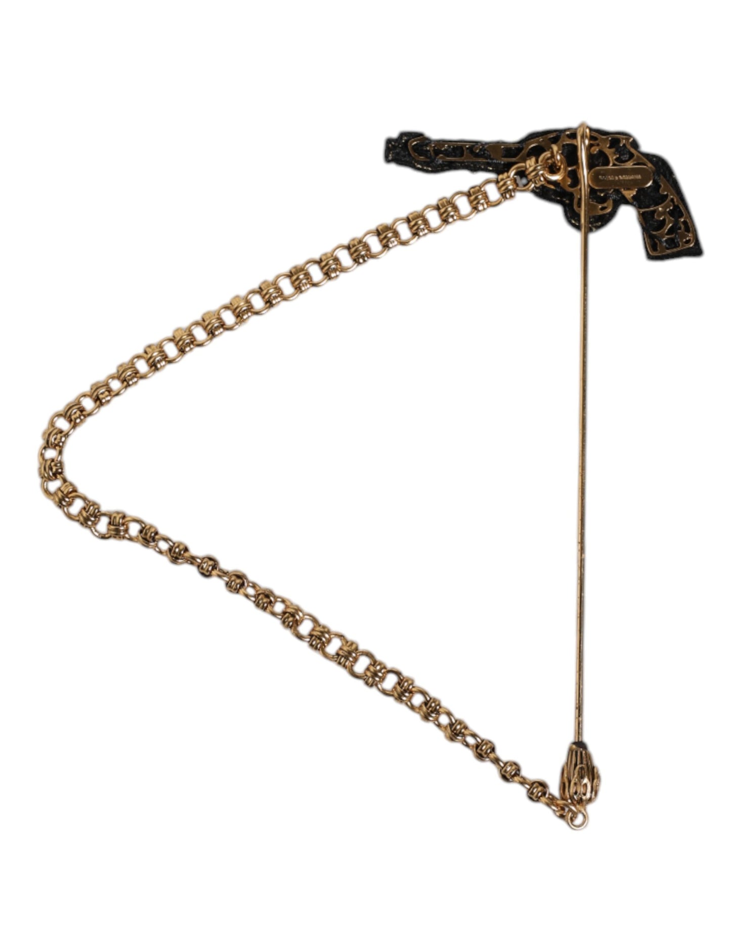 Broche de solapa de revólver Dolce & Gabbana de cobre, latón y oro negro