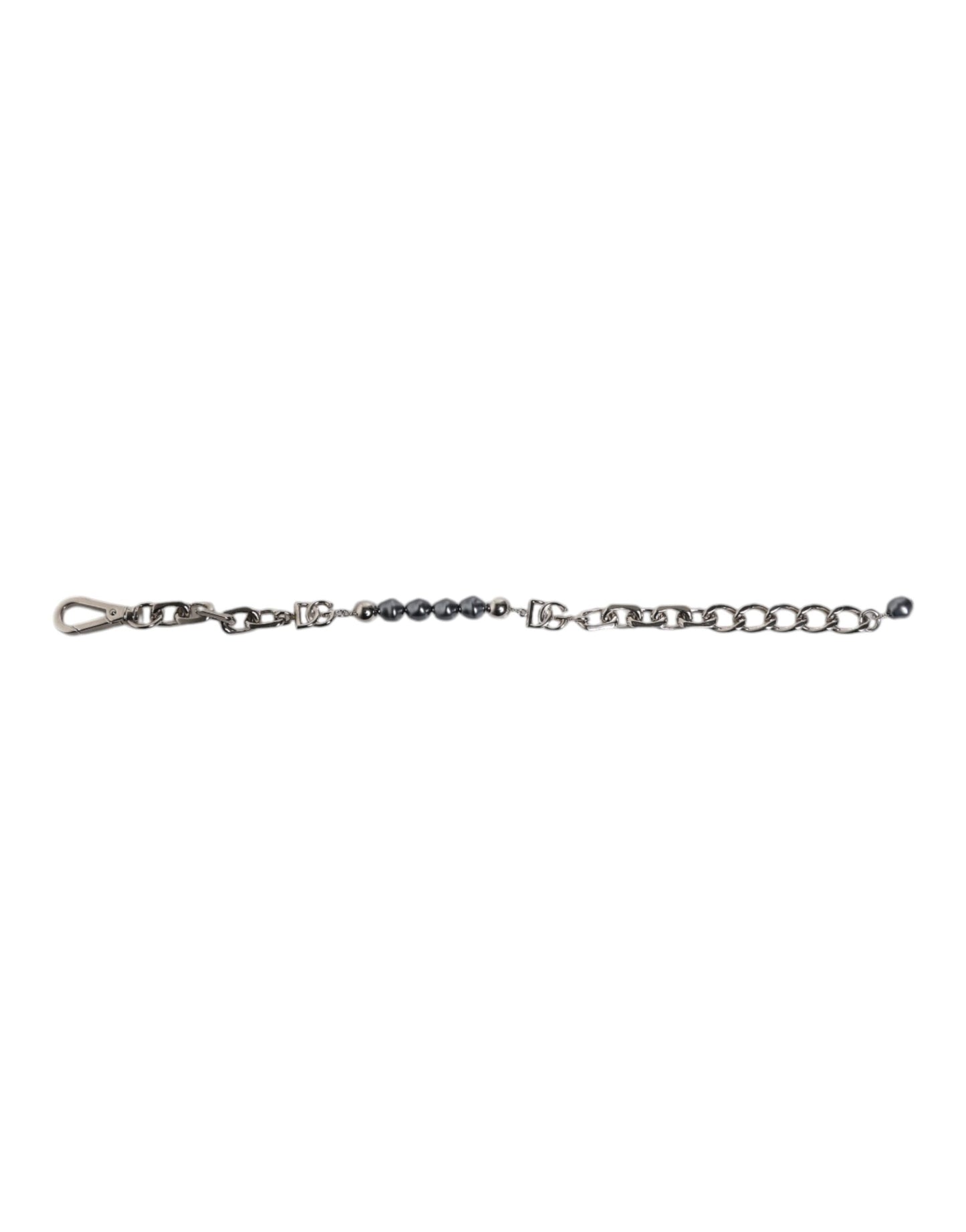 Pulsera Dolce & Gabbana de cadena plateada con broche de langosta y perlas grises