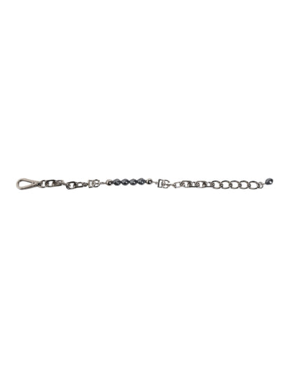 Pulsera Dolce & Gabbana de cadena plateada con broche de langosta y perlas grises