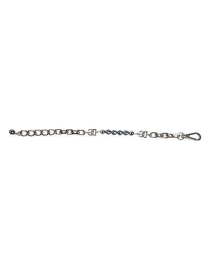 Pulsera Dolce & Gabbana de cadena plateada con broche de langosta y perlas grises