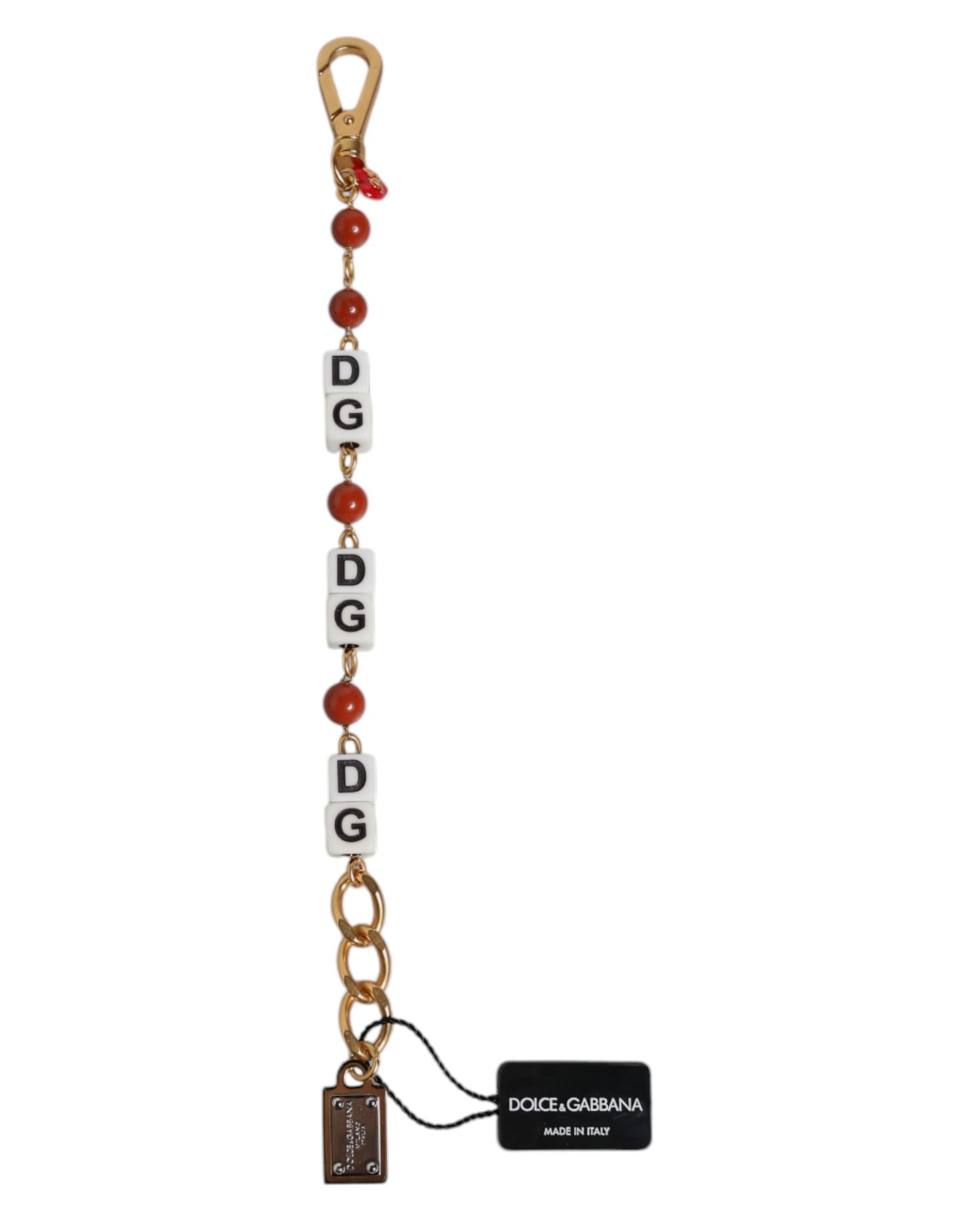 Pulsera con dados DG de Dolce & Gabbana en latón dorado multicolor con cadena