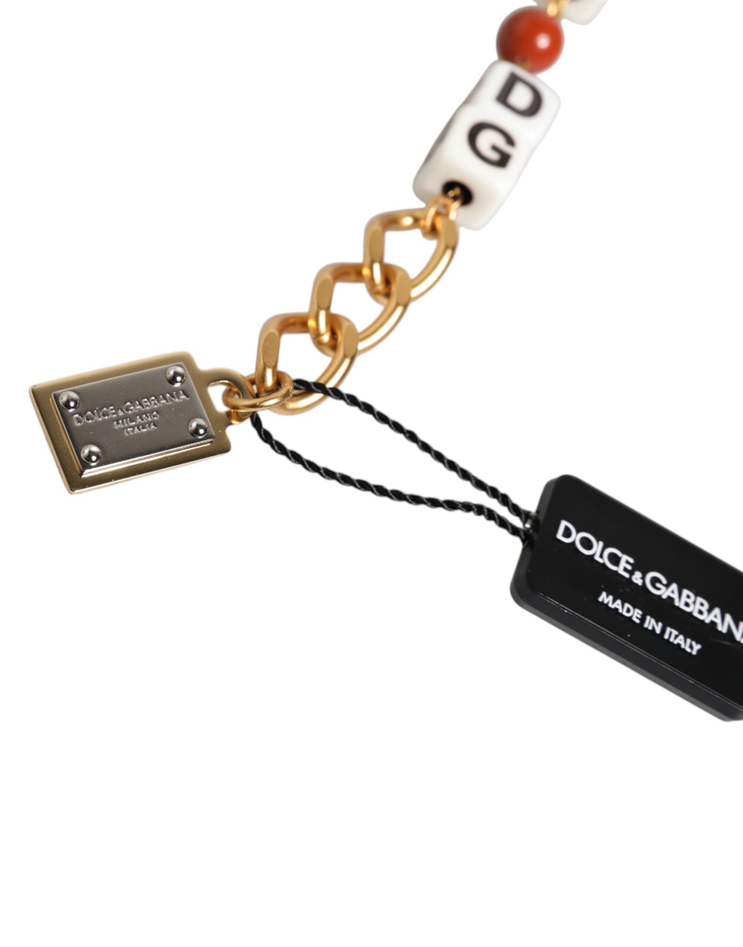 Pulsera con dados DG de Dolce & Gabbana en latón dorado multicolor con cadena