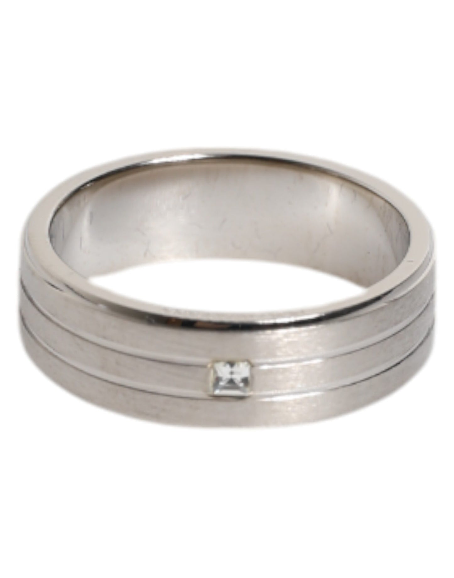 Anillo Dolce & Gabbana de latón plateado con logo DG de cristal transparente