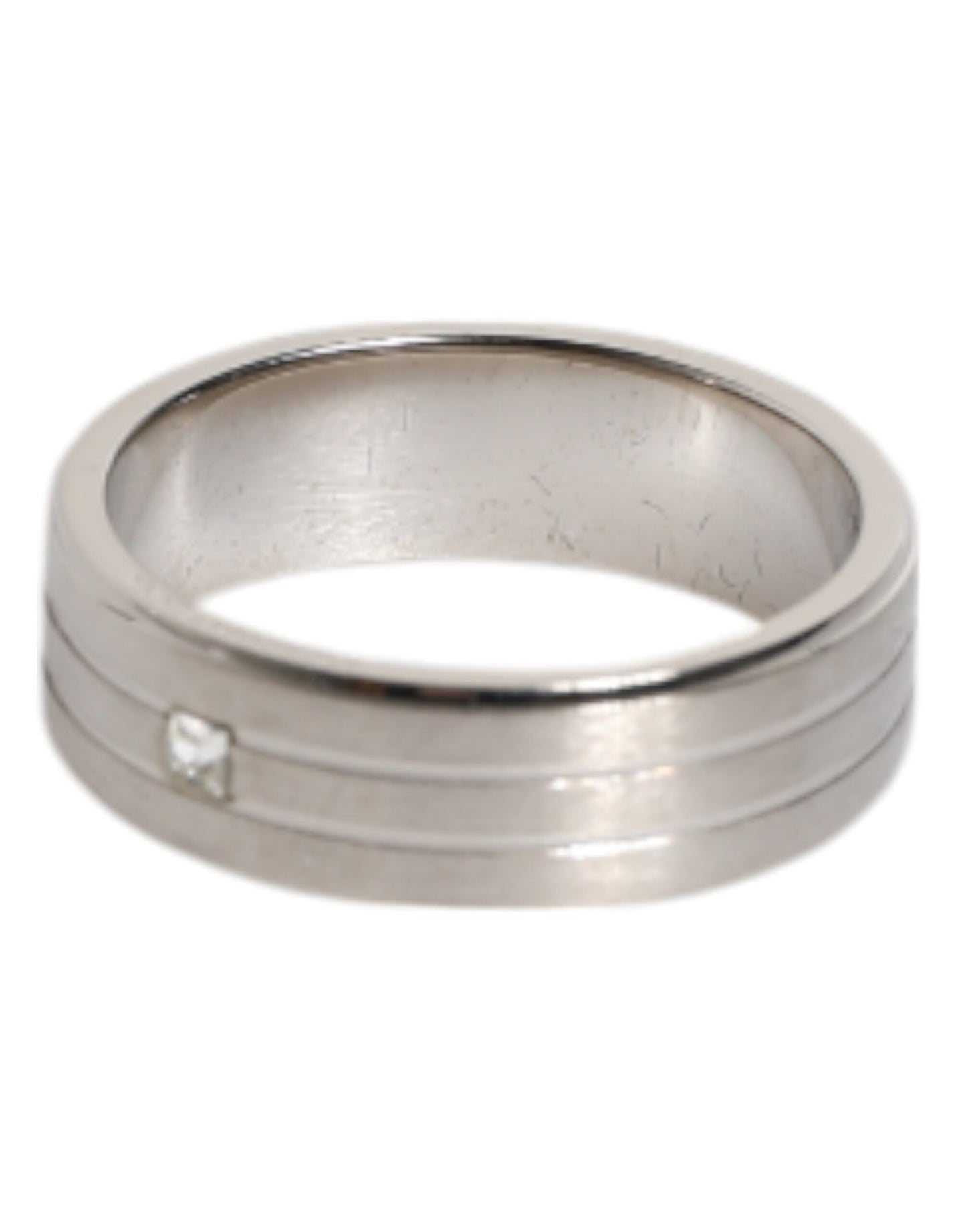 Anillo Dolce & Gabbana de latón plateado con logo DG de cristal transparente