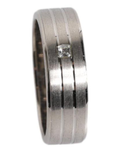 Anillo Dolce & Gabbana de latón plateado con logo DG de cristal transparente