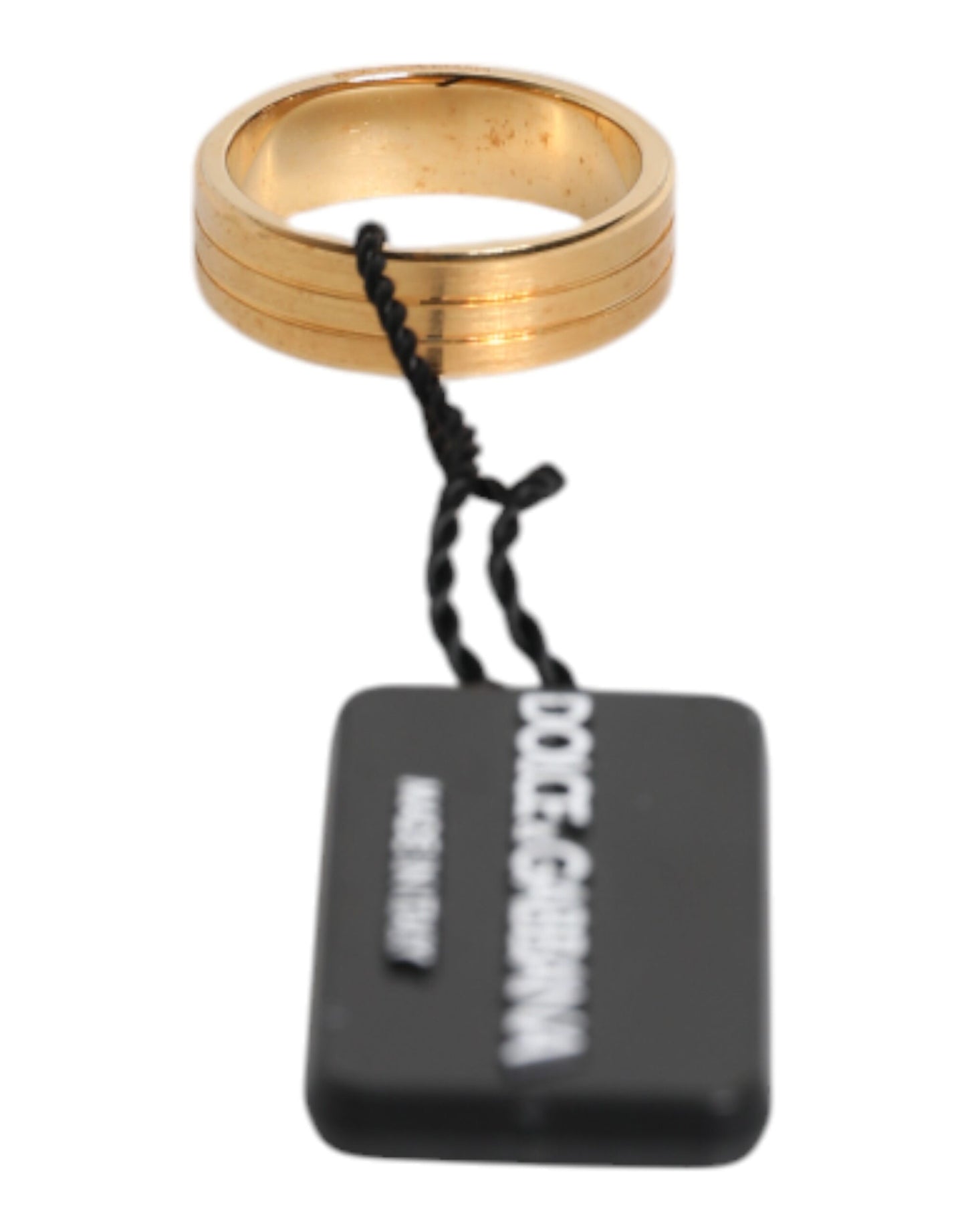 Anillo Dolce & Gabbana de latón dorado con cristales rojos y logo DG