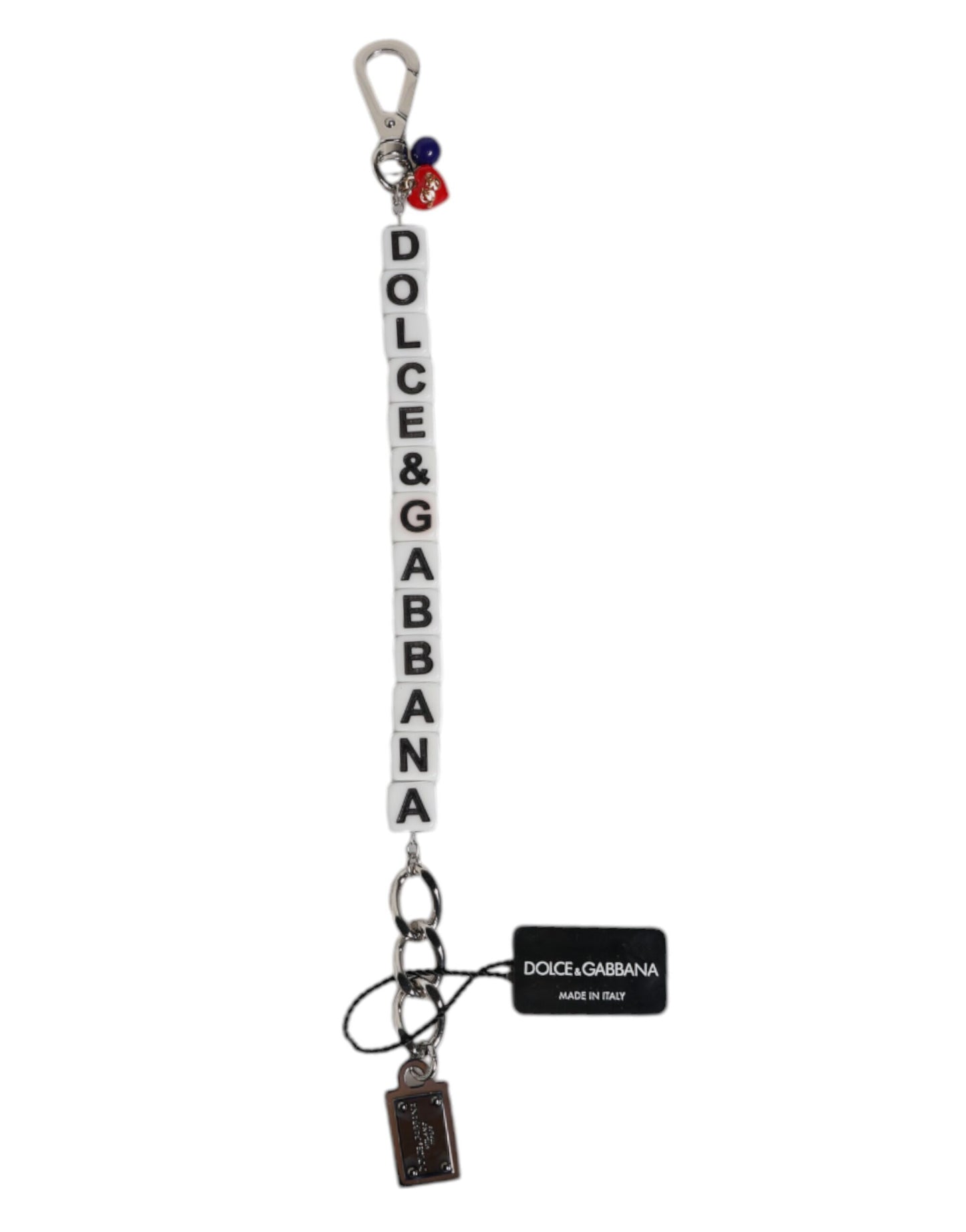 Pulsera con dije de dados de latón plateado con logo y adornos de Dolce & Gabbana