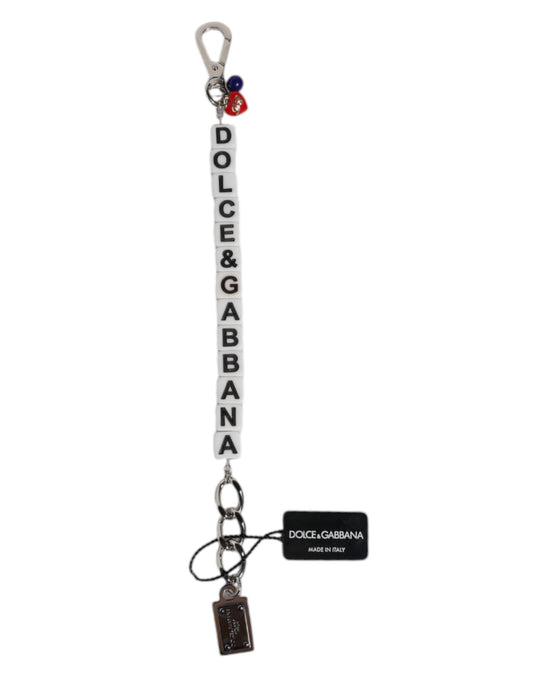 Pulsera con dije de dados de latón plateado con logo y adornos de Dolce & Gabbana