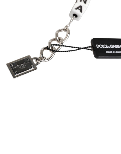 Pulsera con dije de dados de latón plateado con logo y adornos de Dolce & Gabbana