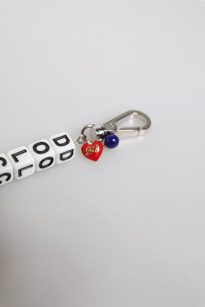 Pulsera con dije de dados de latón plateado con logo y adornos de Dolce & Gabbana