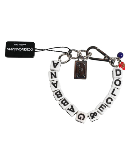 Pulsera con dije de dados de latón plateado con logo y adornos de Dolce & Gabbana