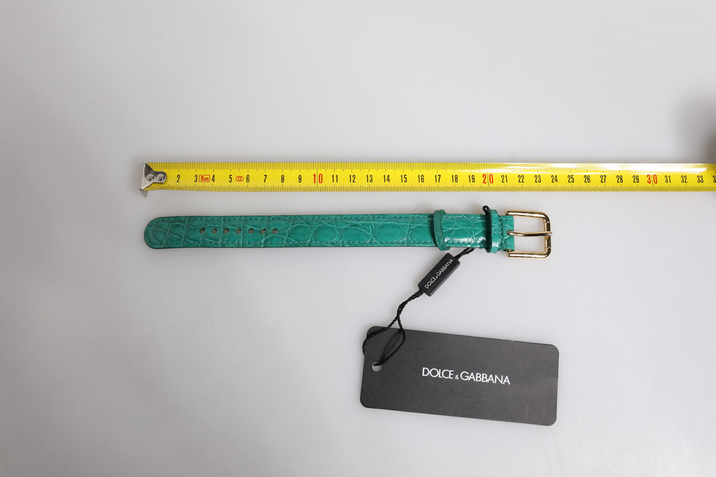 Brazalete de piel exótica verde con hebilla de metal dorado Dolce & Gabbana