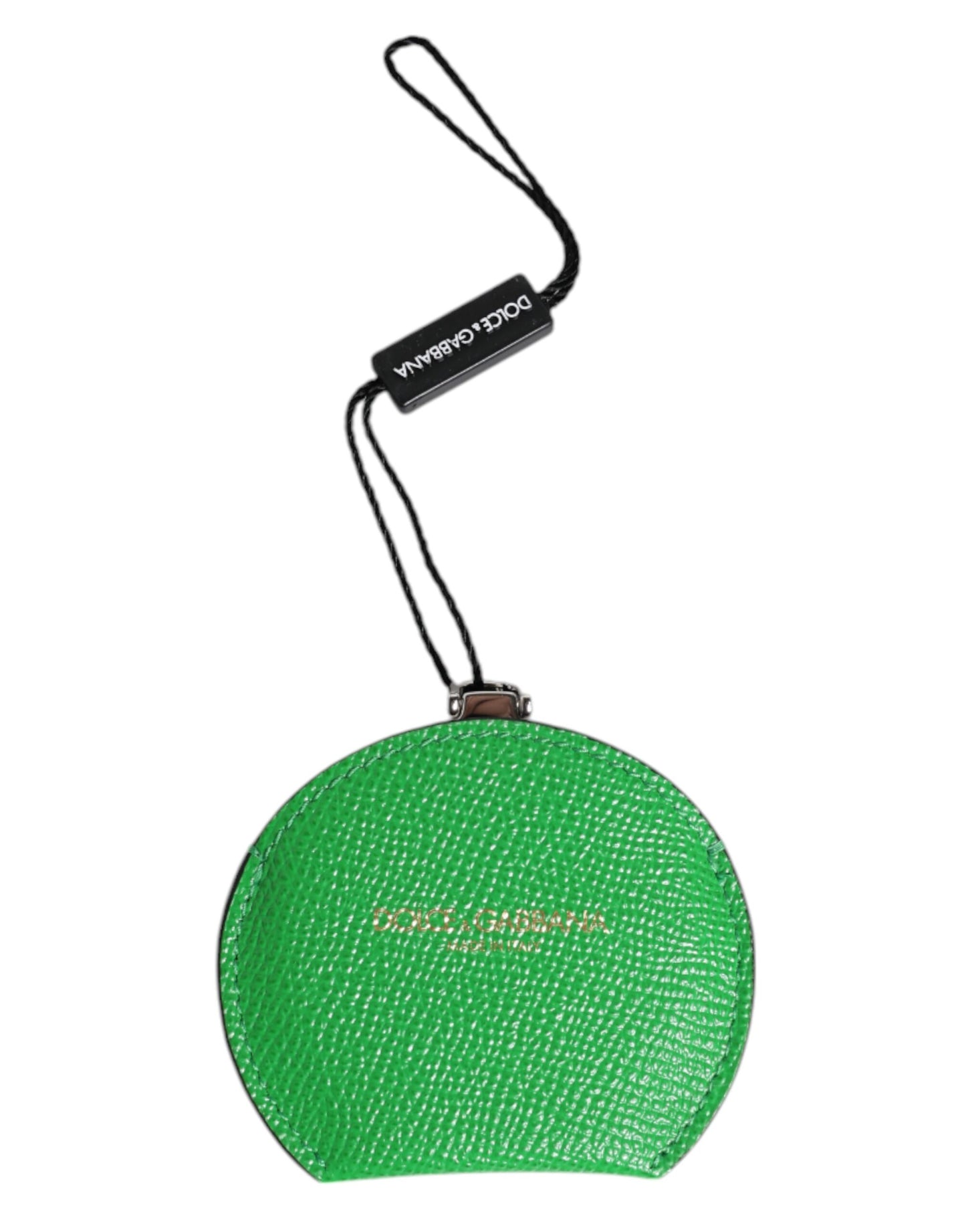 Estuche para espejo de mano Dolce & Gabbana de piel de becerro verde con logo redondo
