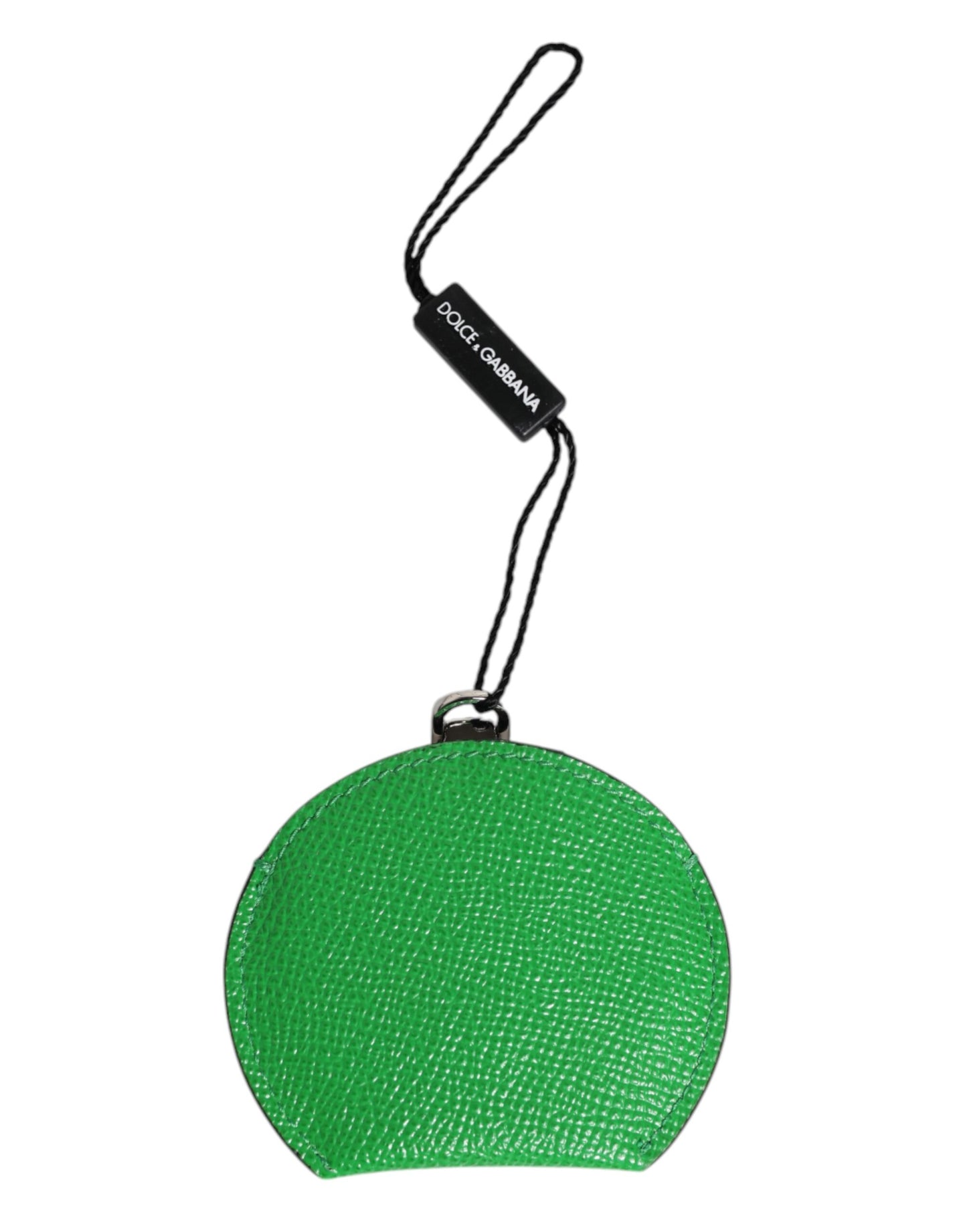 Estuche para espejo de mano Dolce & Gabbana de piel de becerro verde con logo redondo