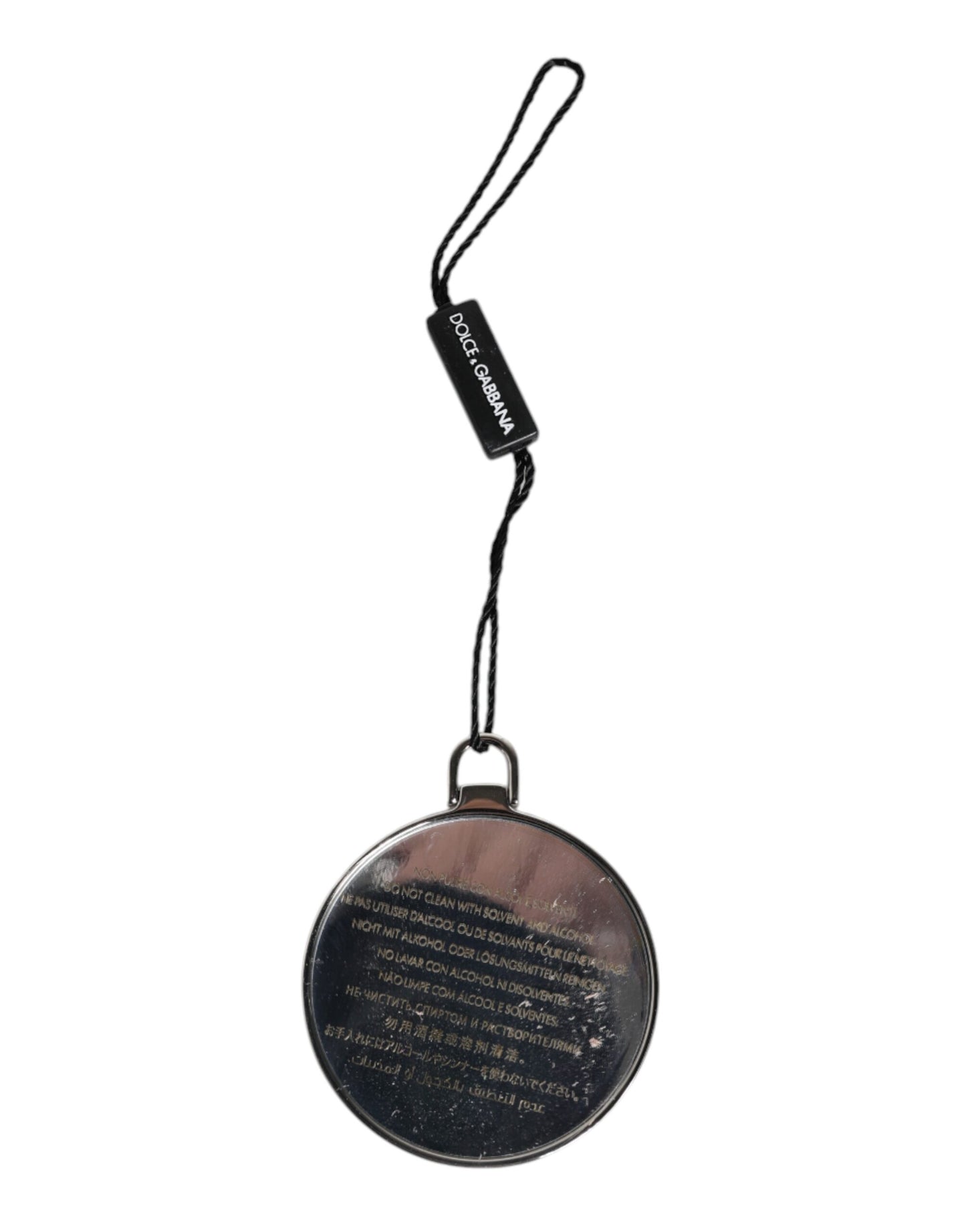 Estuche para espejo de mano Dolce & Gabbana de piel de becerro verde con logo redondo