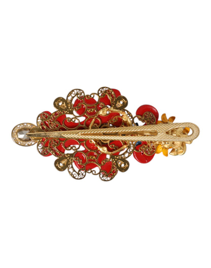 Pinza para el pelo Dolce & Gabbana Multicolor Spring CARRETTO de latón dorado con cristales
