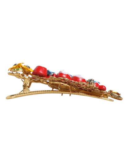 Pinza para el pelo Dolce & Gabbana Multicolor Spring CARRETTO de latón dorado con cristales