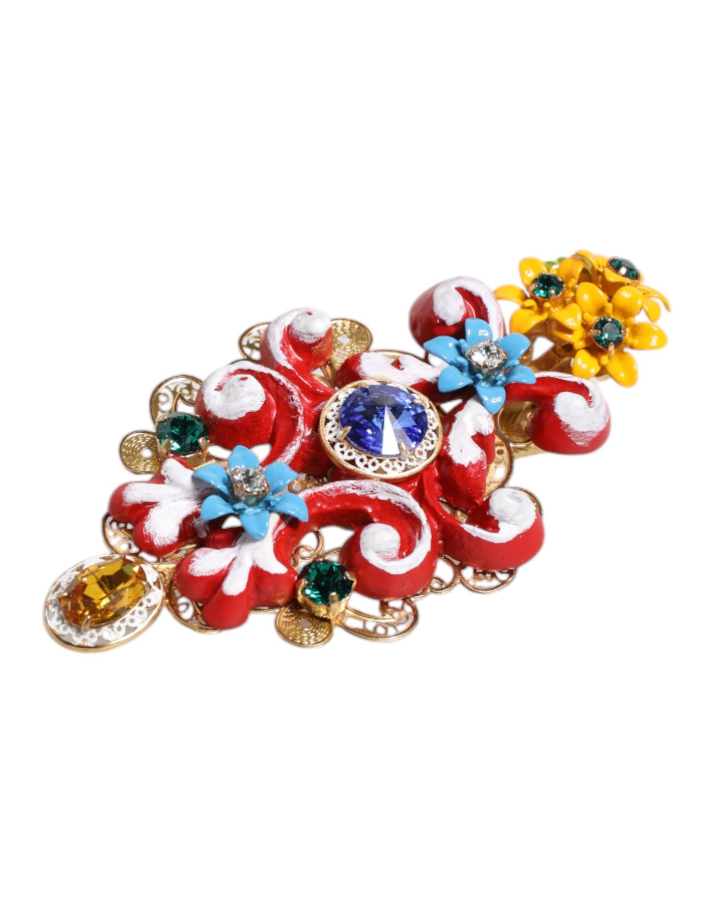 Pinza para el pelo Dolce & Gabbana Multicolor Spring CARRETTO de latón dorado con cristales