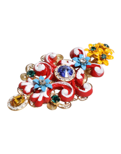 Pinza para el pelo Dolce & Gabbana Multicolor Spring CARRETTO de latón dorado con cristales