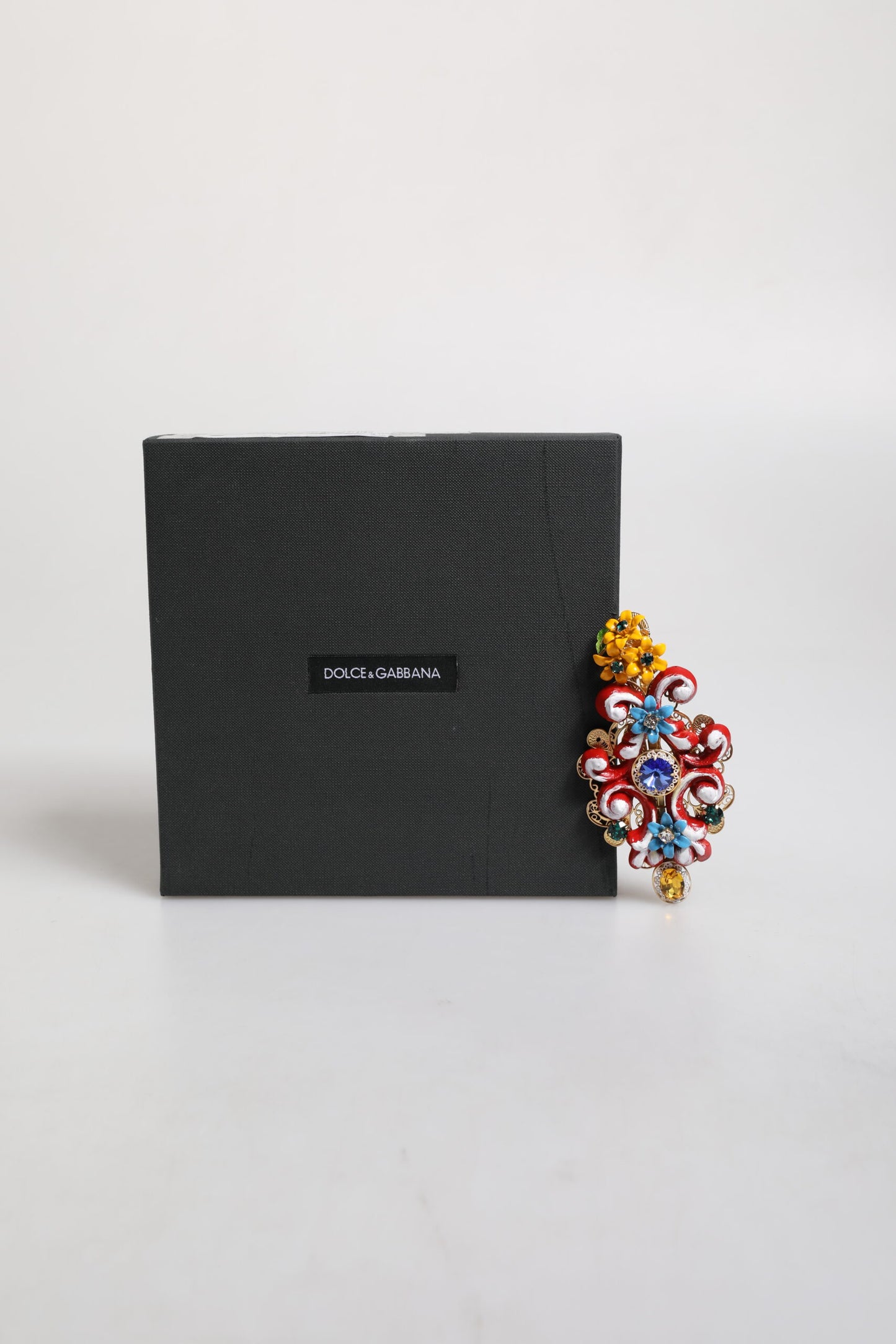 Pinza para el pelo Dolce & Gabbana Multicolor Spring CARRETTO de latón dorado con cristales